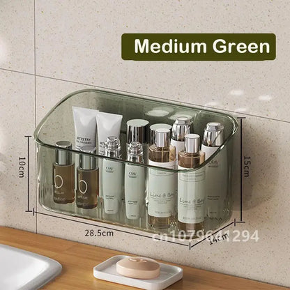 Bathroom Organizer Rack Transparent Wall Mounted Shower Gel Bottles Holder Plastic Non-drilling Household PET Stand Holder Shelf