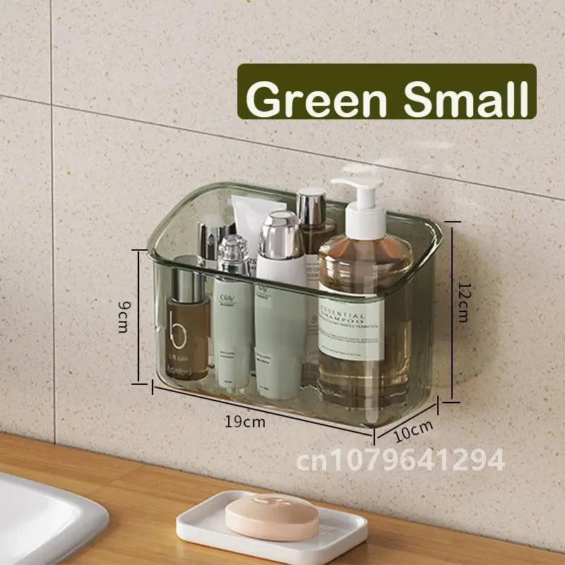 Bathroom Organizer Rack Transparent Wall Mounted Shower Gel Bottles Holder Plastic Non-drilling Household PET Stand Holder Shelf