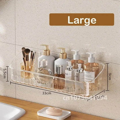 Bathroom Organizer Rack Transparent Wall Mounted Shower Gel Bottles Holder Plastic Non-drilling Household PET Stand Holder Shelf