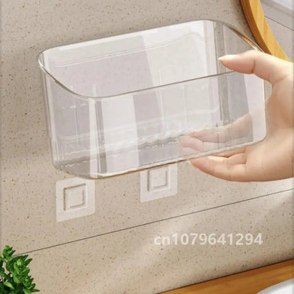 Bathroom Organizer Rack Transparent Wall Mounted Shower Gel Bottles Holder Plastic Non-drilling Household PET Stand Holder Shelf