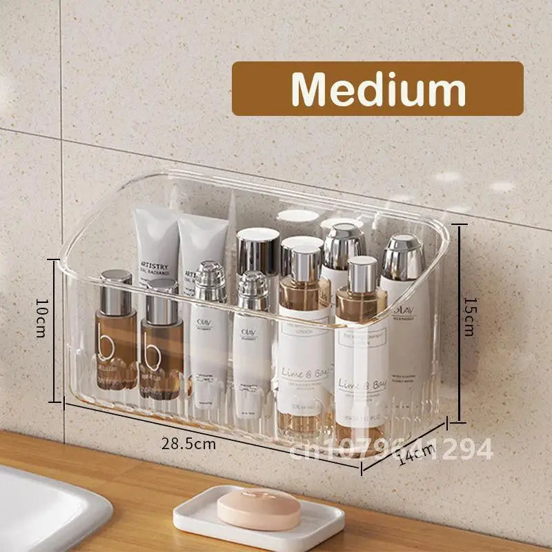 Bathroom Organizer Rack Transparent Wall Mounted Shower Gel Bottles Holder Plastic Non-drilling Household PET Stand Holder Shelf