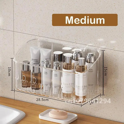 Bathroom Organizer Rack Transparent Wall Mounted Shower Gel Bottles Holder Plastic Non-drilling Household PET Stand Holder Shelf