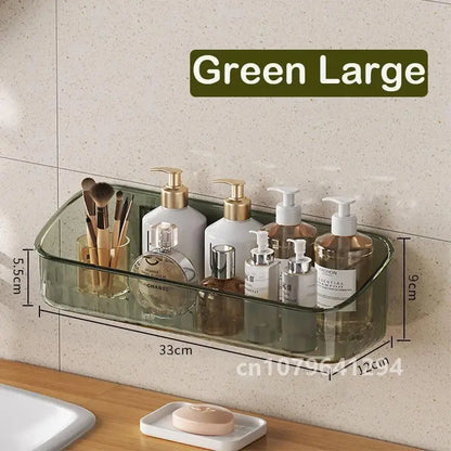 Bathroom Organizer Rack Transparent Wall Mounted Shower Gel Bottles Holder Plastic Non-drilling Household PET Stand Holder Shelf