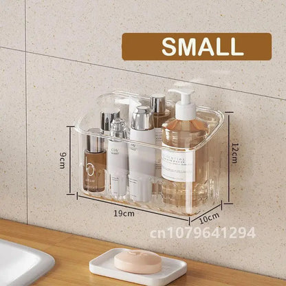 Bathroom Organizer Rack Transparent Wall Mounted Shower Gel Bottles Holder Plastic Non-drilling Household PET Stand Holder Shelf